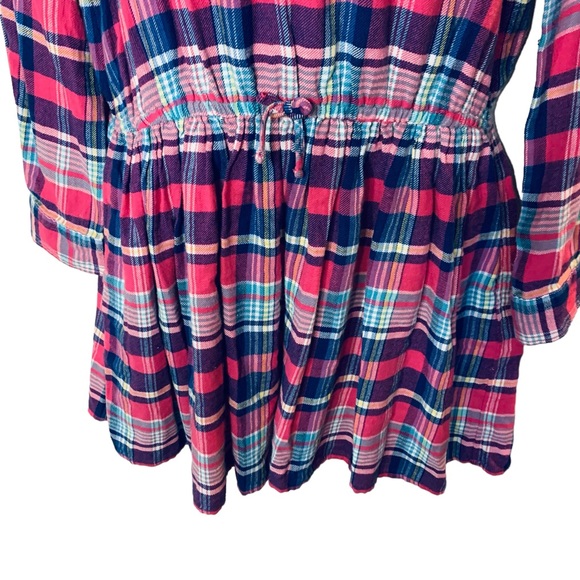 Polo Ralph Lauren hot pink navy plaid flannel long sleeve button up mini dress S - Picture 7 of 12